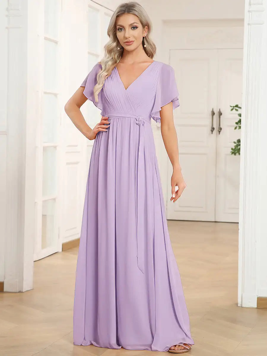 Simone | Classic A-Line Chiffon Evening Dress
