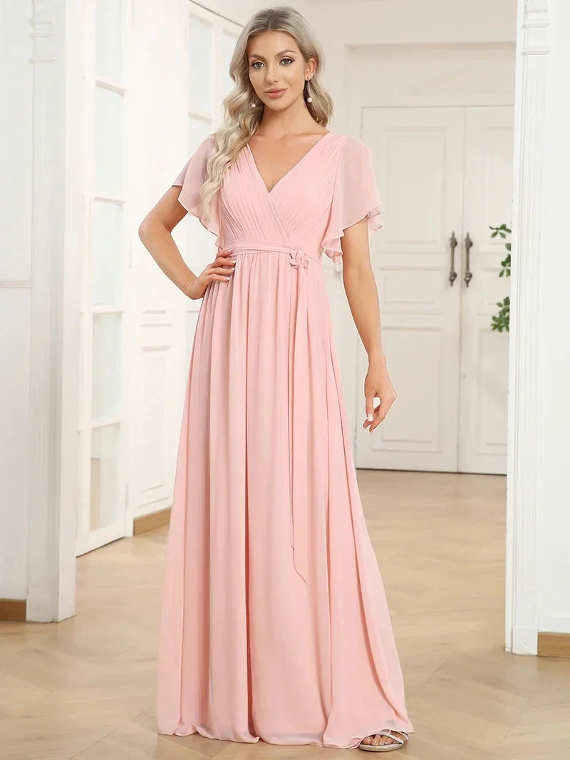 Simone | Classic A-Line Chiffon Evening Dress