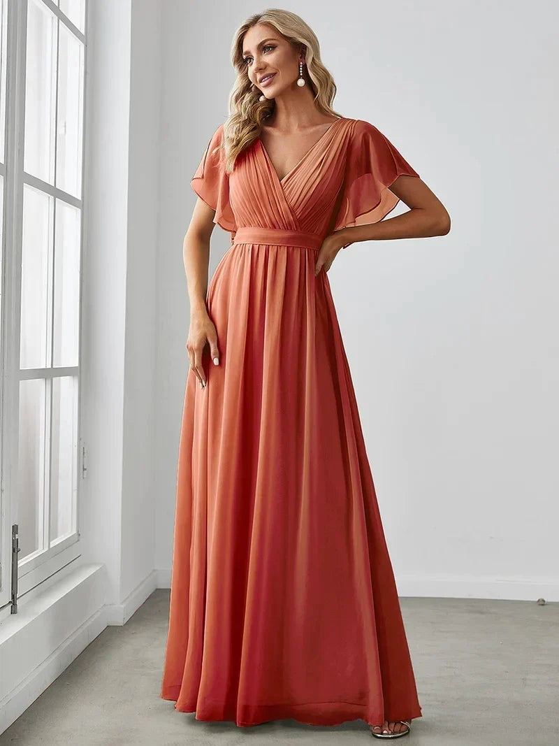 Simone | Classic A-Line Chiffon Evening Dress