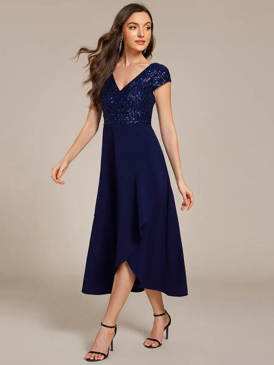 Nova | Abito da sera con scollo a V e dettagli di paillettes