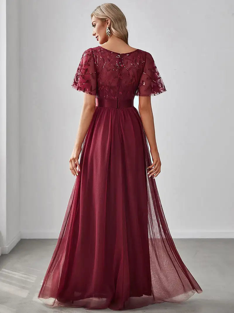 Margot | Sequin Maxi Dress with Short Sleeves