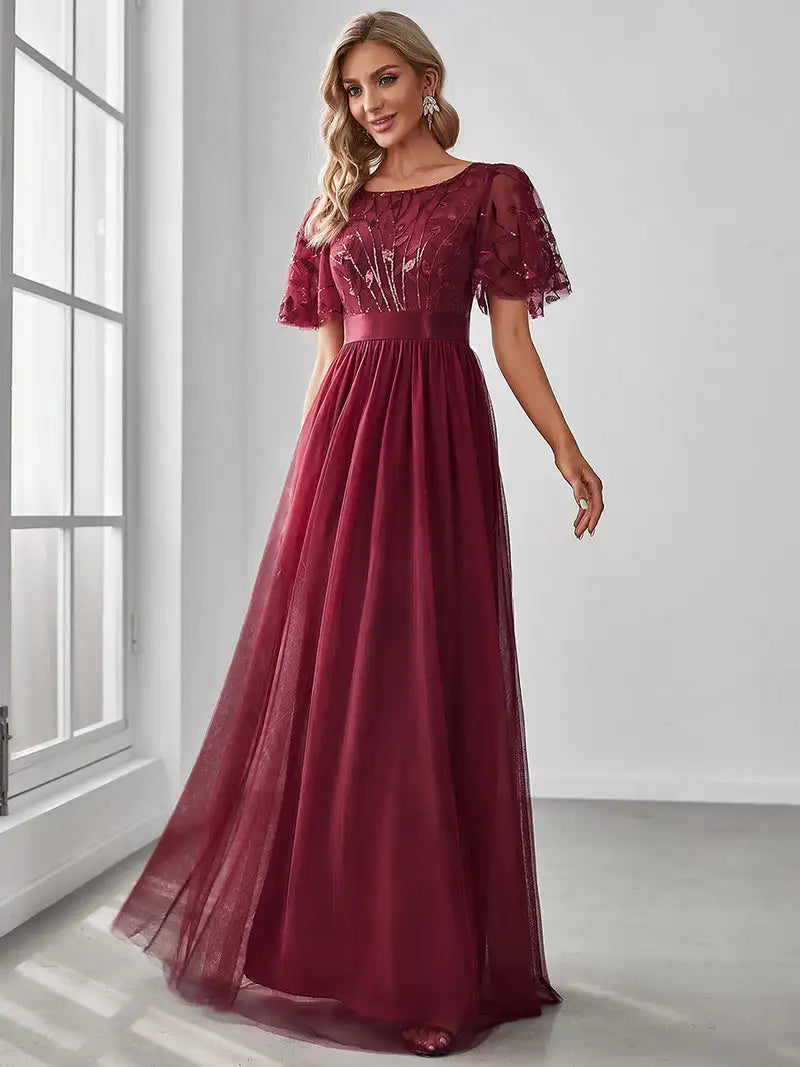 Margot | Sequin Maxi Dress with Short Sleeves