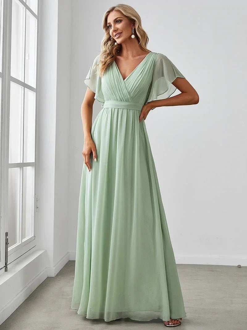 Simone | Classic A-Line Chiffon Evening Dress