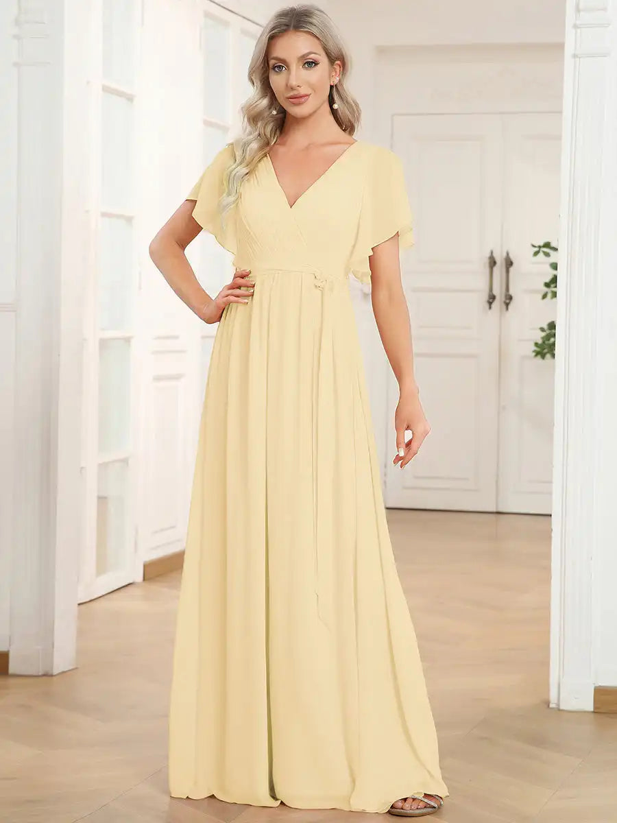 Simone | Classic A-Line Chiffon Evening Dress