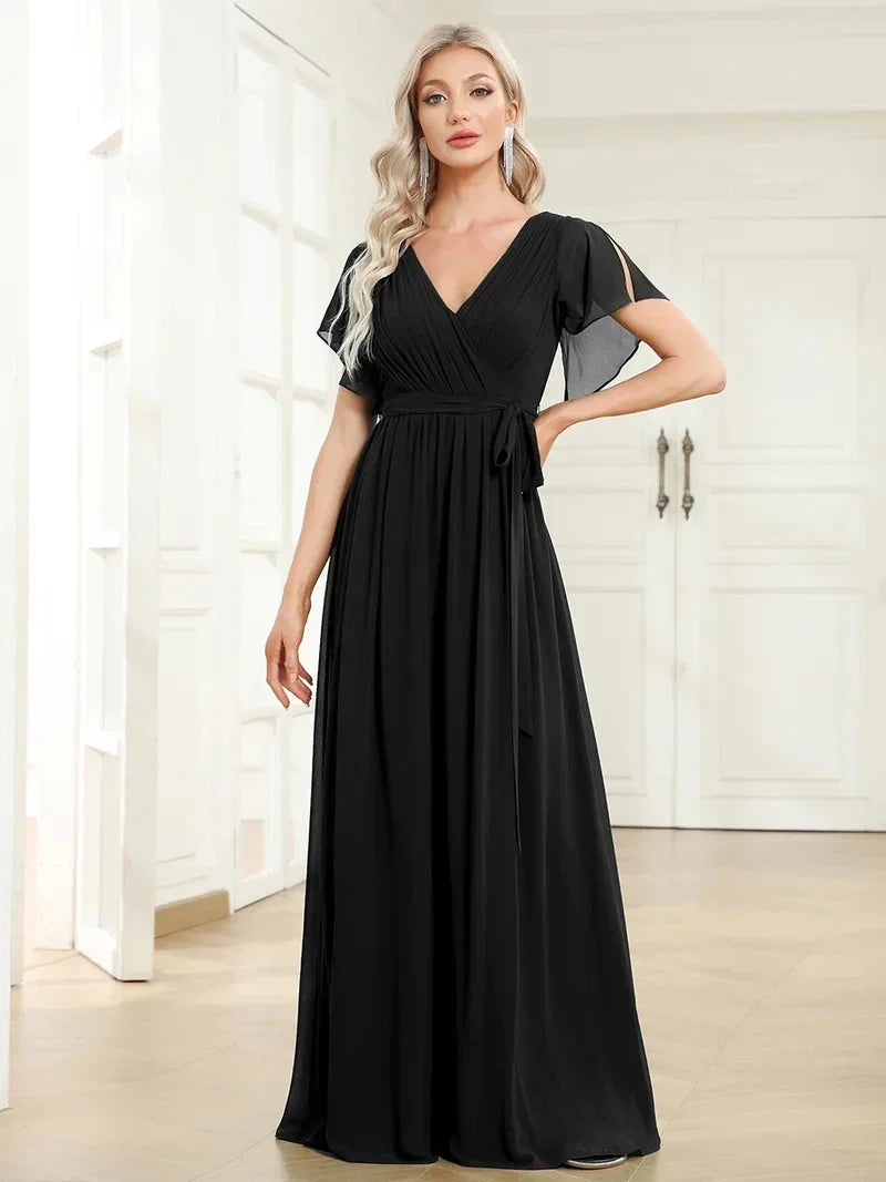 Simone | Classic A-Line Chiffon Evening Dress