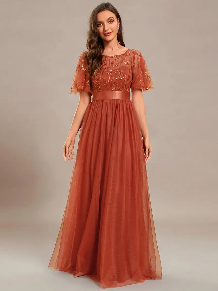 Margot | Sequin Maxi Dress with Short Sleeves