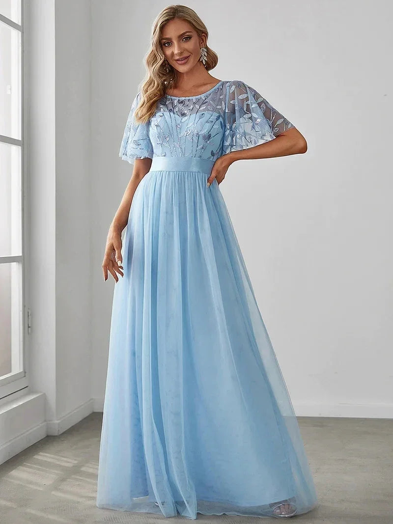 Margot | Sequin Maxi Dress with Short Sleeves