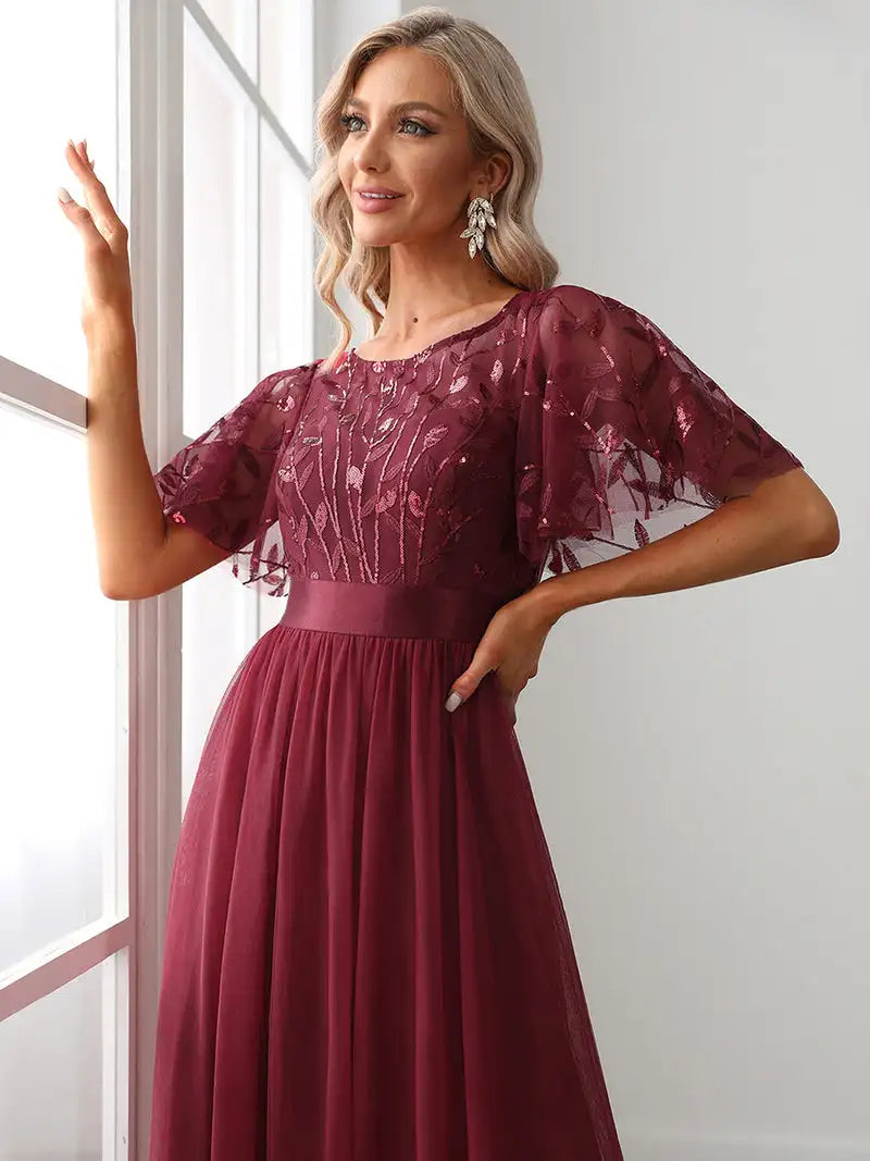 Margot | Sequin Maxi Dress with Short Sleeves