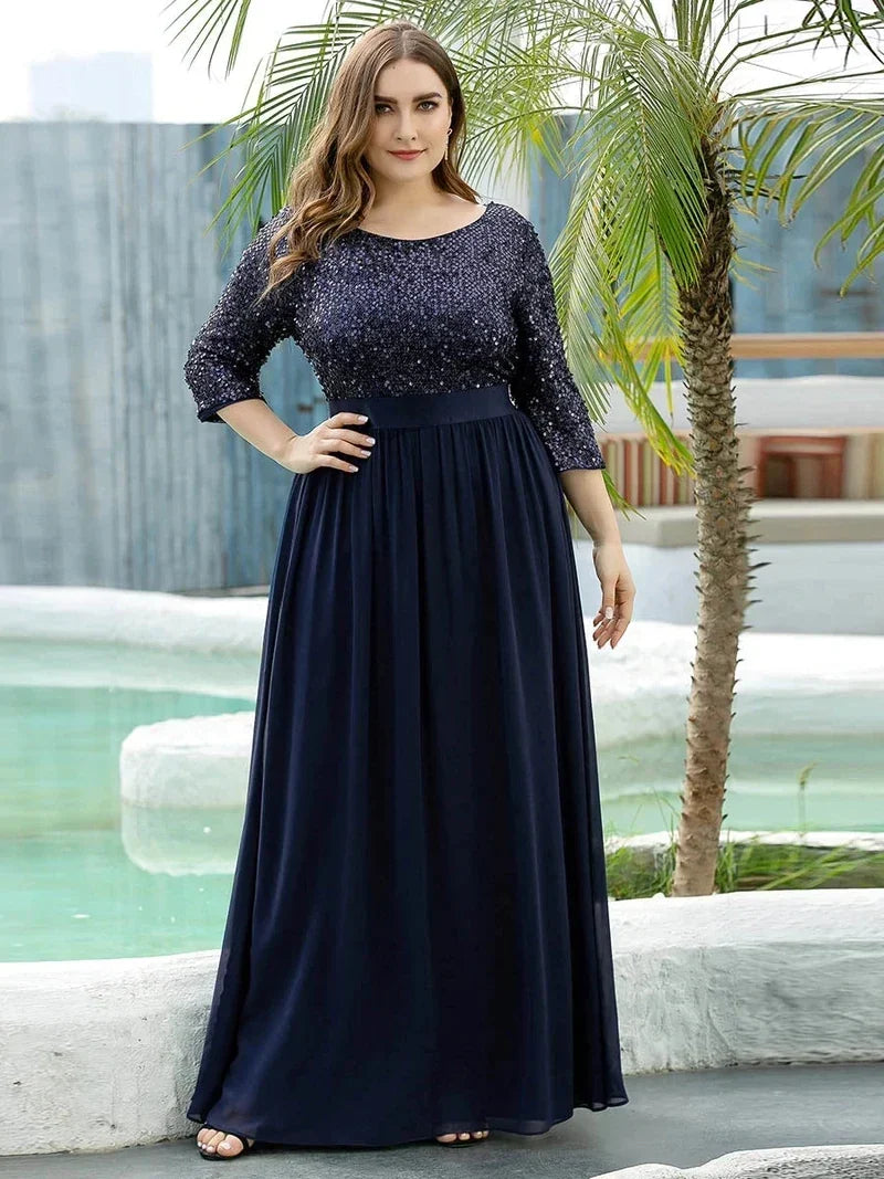 Odette | Sequin A-Line Long Sleeve Dress