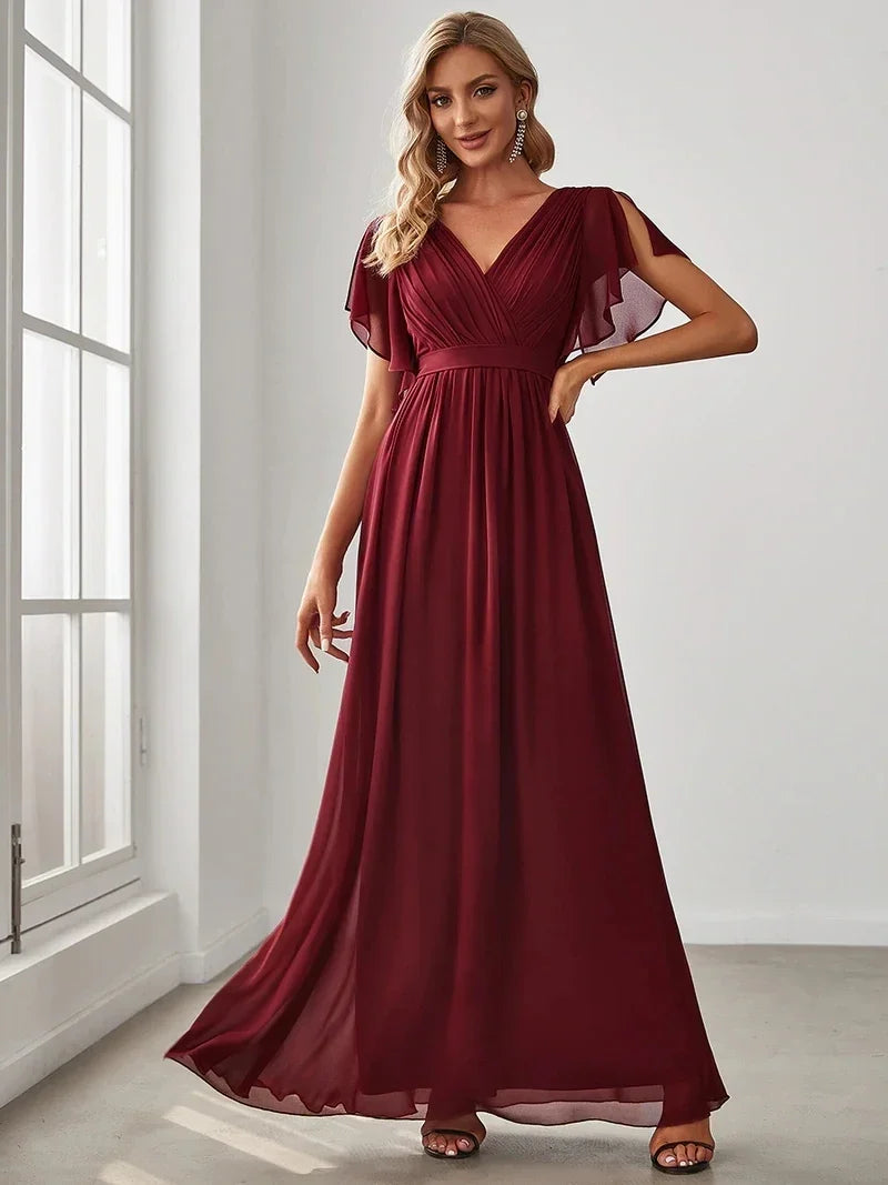 Simone | Classic A-Line Chiffon Evening Dress
