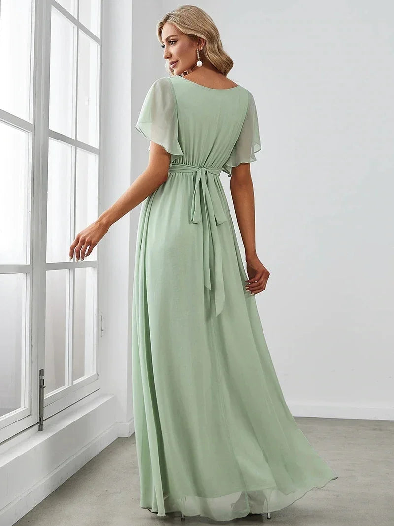 Simone | Classic A-Line Chiffon Evening Dress
