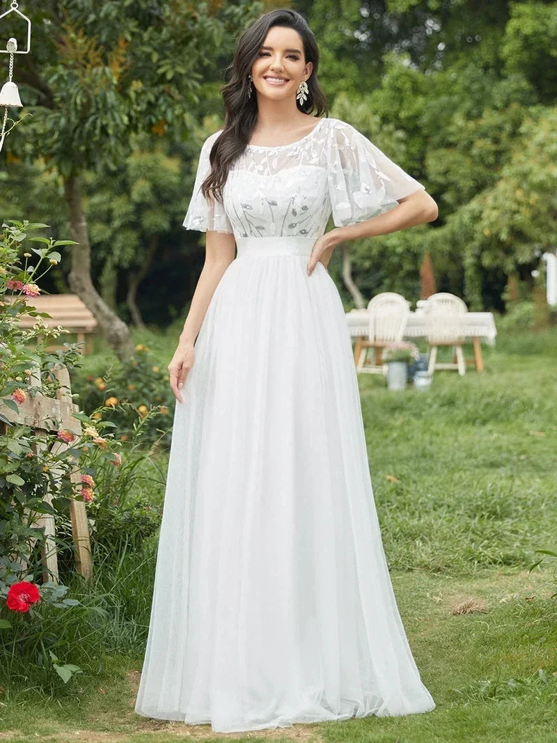 Elodie | Sequin Short Sleeve Evening Dress