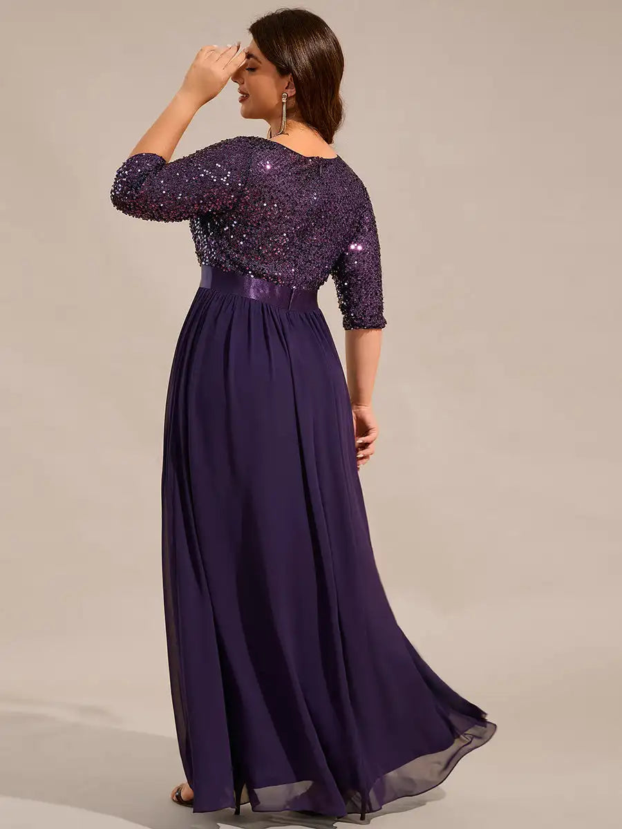 Odette | Sequin A-Line Long Sleeve Dress