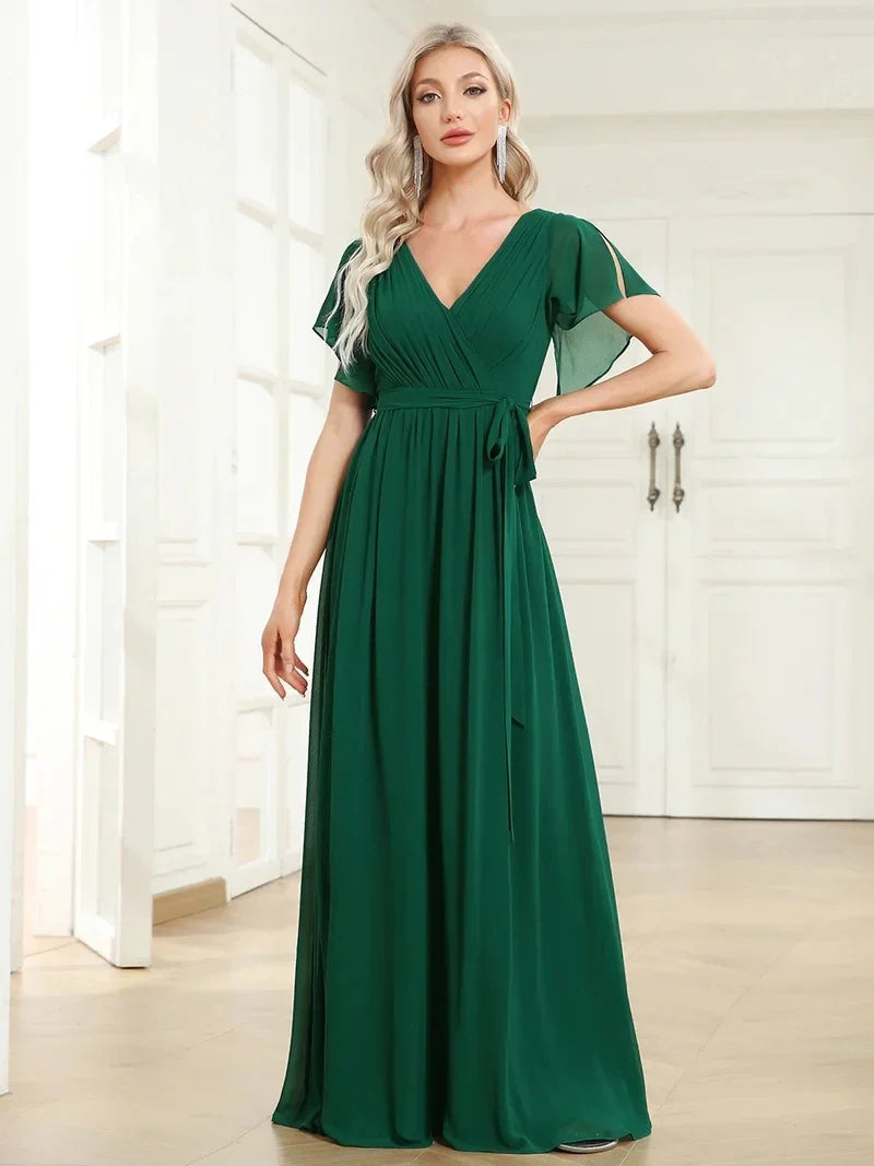 Simone | Classic A-Line Chiffon Evening Dress