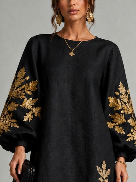 Farrah | Ornate Motif Lantern Sleeve Mini Dress