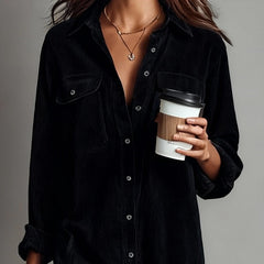 Remedios abito midi in velluto a coste nero