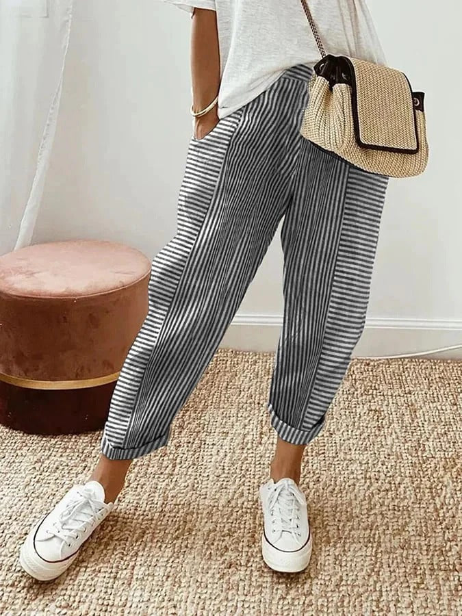 Celia | Pantaloni classici a righe in cotone