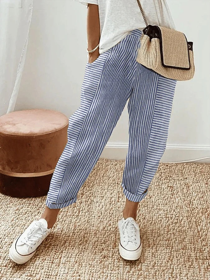Celia | Pantaloni classici a righe in cotone
