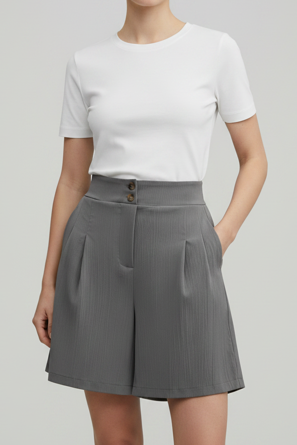 Stephanie | Casual Button-Front Shorts