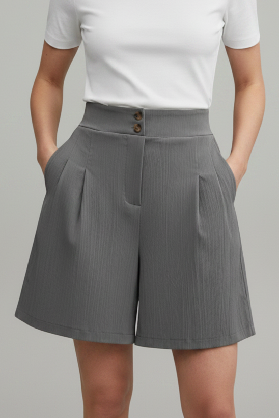 Stephanie | Casual Button-Front Shorts
