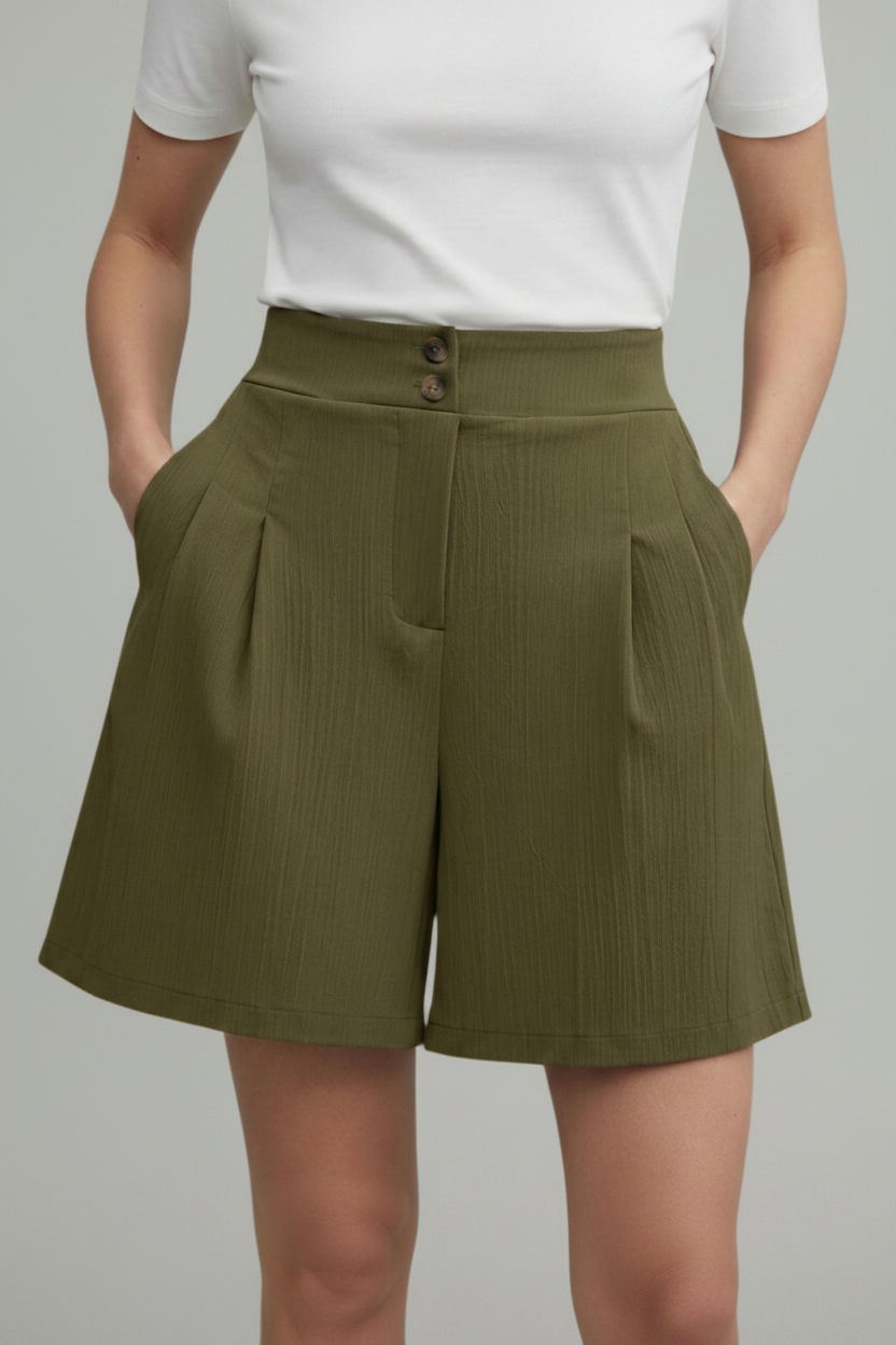 Stephanie | Casual Button-Front Shorts