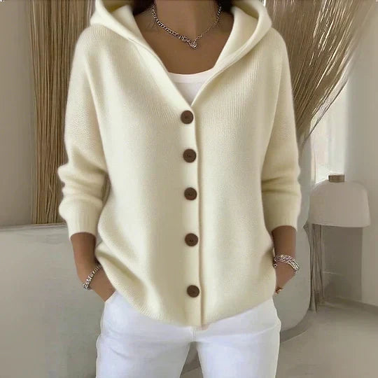 Darienne | Cardigan in maglia con cappuccio e bottoni