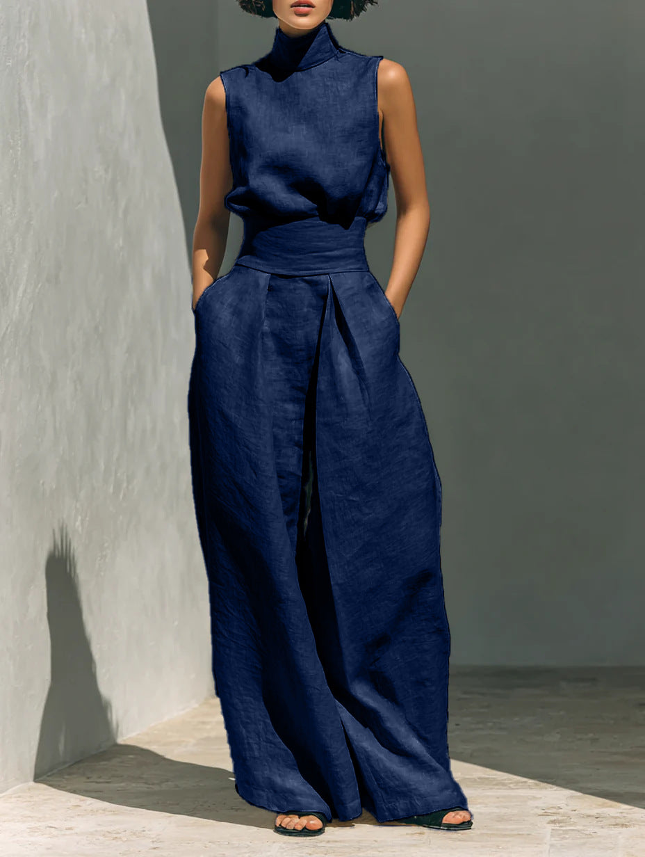Maria | Completo Elegante in Misto Lino e Cotone con Canotta e Pantaloni Morbidi