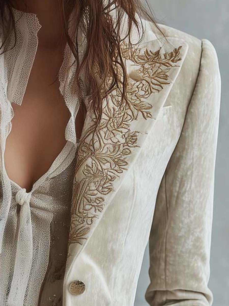 Cordelia | Blazer Sartoriale Ricamato Avorio