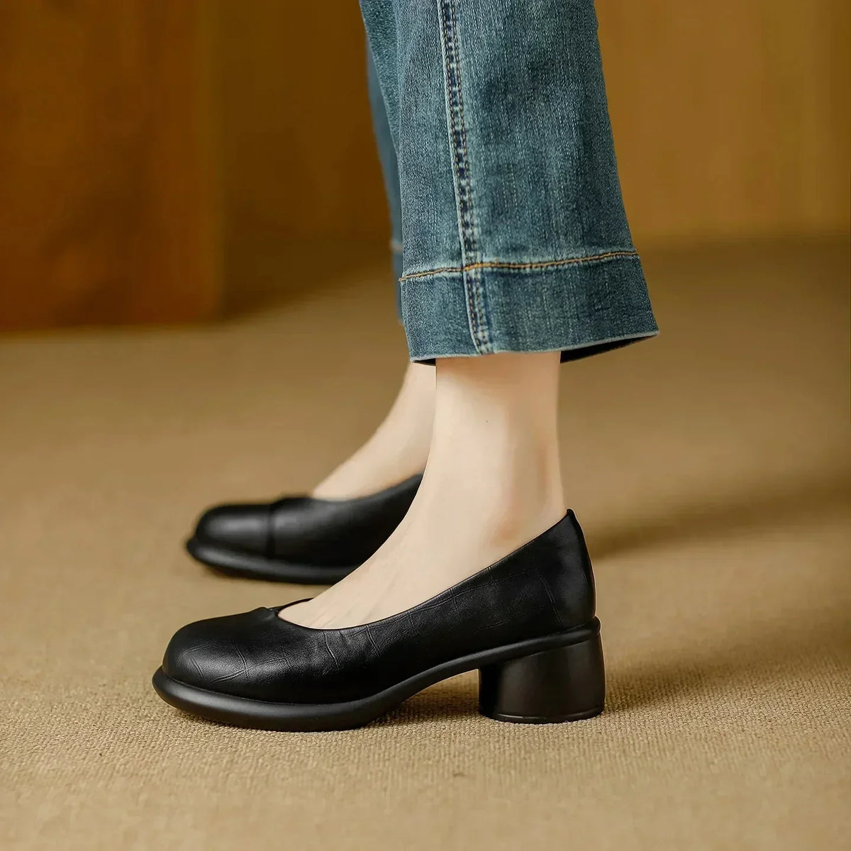 Janna | Timeless Block Heels in Genuine Leather