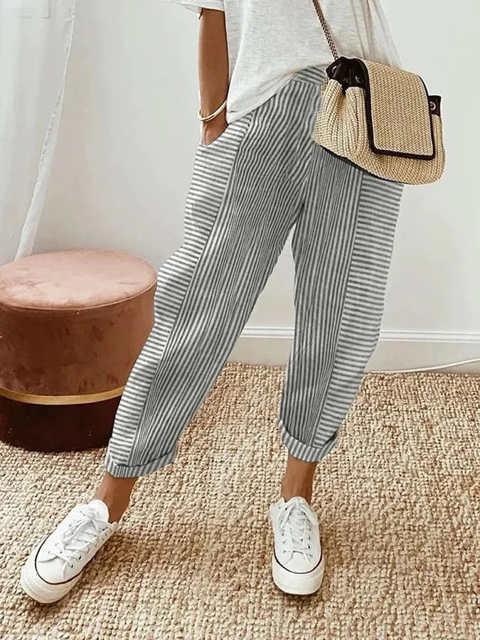 Celia | Pantaloni classici a righe in cotone