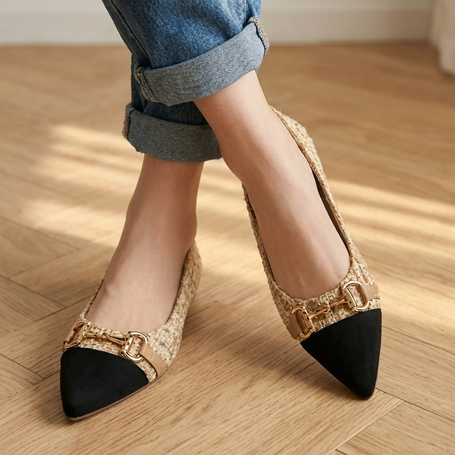Hilda | Ballerine classiche in tweed con dettagli dorati