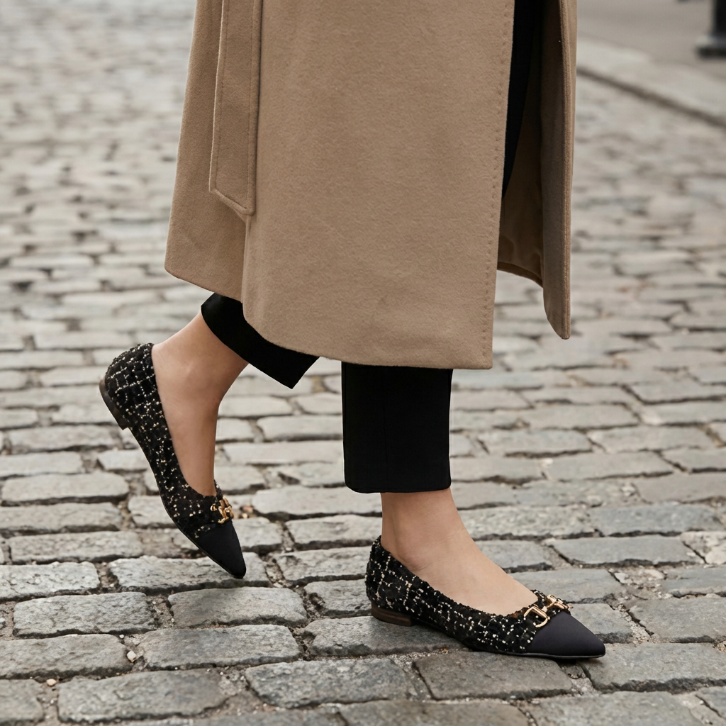 Hilda | Ballerine classiche in tweed con dettagli dorati