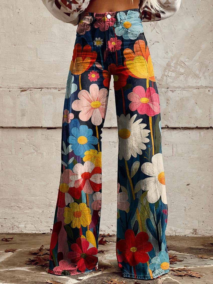 Elsa | Pantaloni a gamba larga con stampa floreale