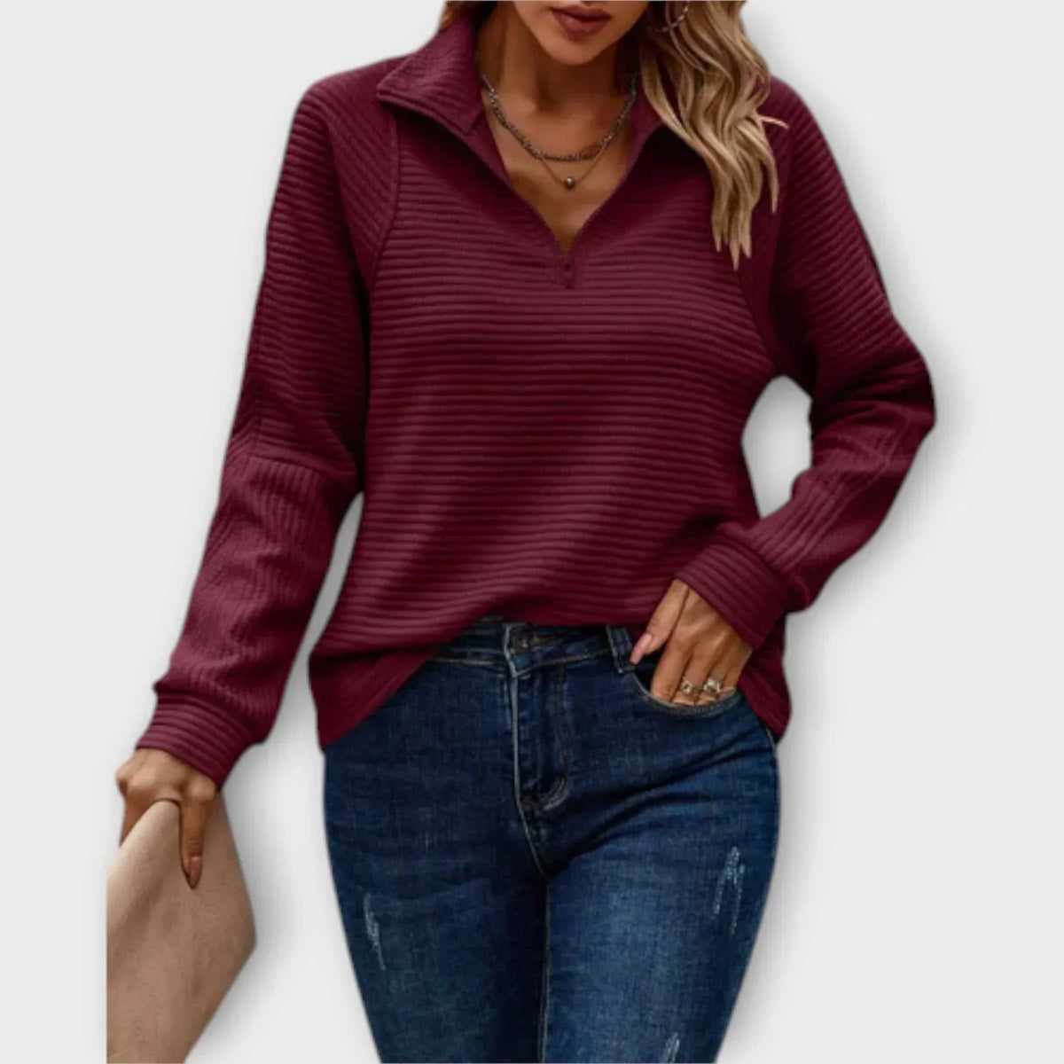 Josephine | Elegant Half-Zip Jumper