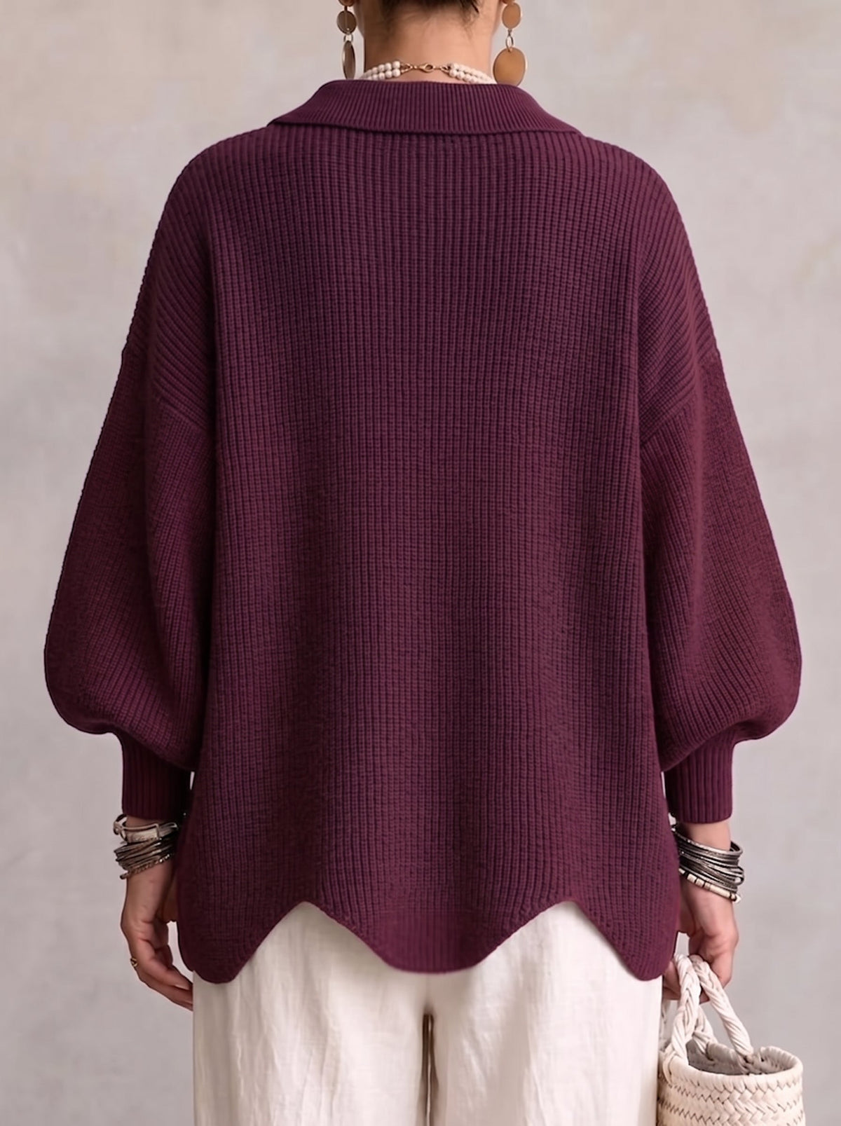 Isadora™ | Giacca in Maglia Ampia con Colletto e Grandi Bottoni in Metallo