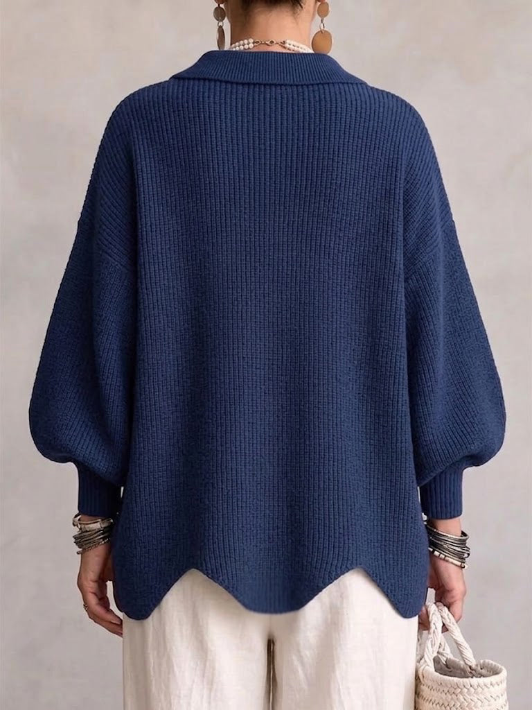 Isadora™ | Giacca in Maglia Ampia con Colletto e Grandi Bottoni in Metallo