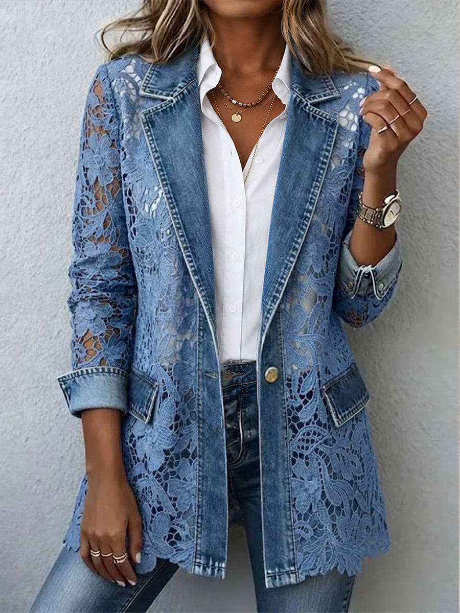 Lacinda | Giacca blazer con inserti in pizzo floreale