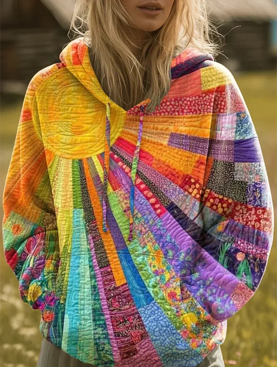 Aurora | Patchwork Hooded Sweatshirt