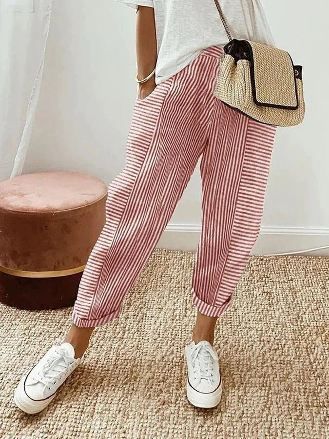 Celia | Pantaloni classici a righe in cotone