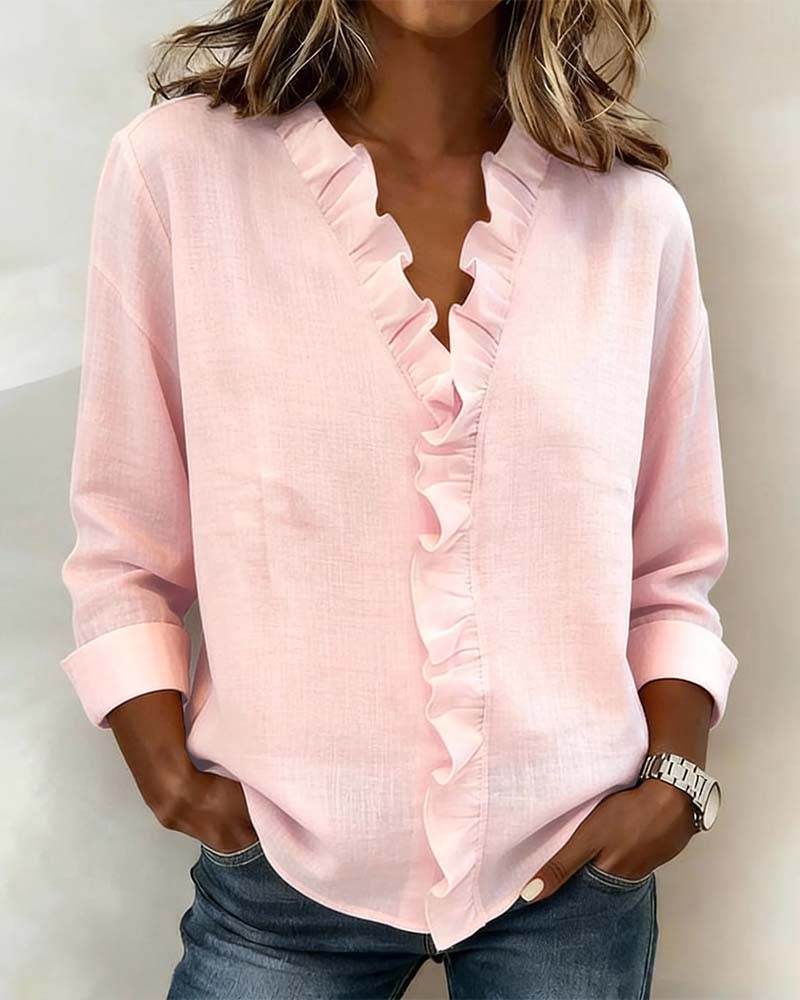 Solange | Camicetta con scollo a V e balze