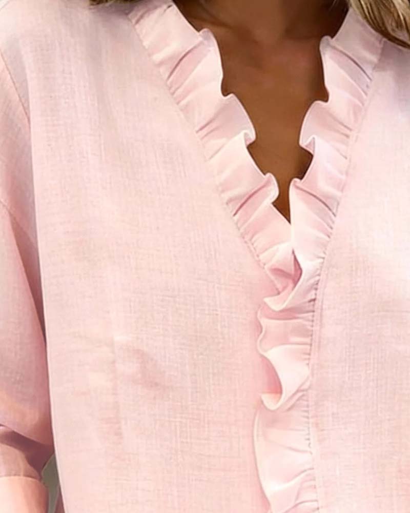 Solange | Camicetta con scollo a V e balze