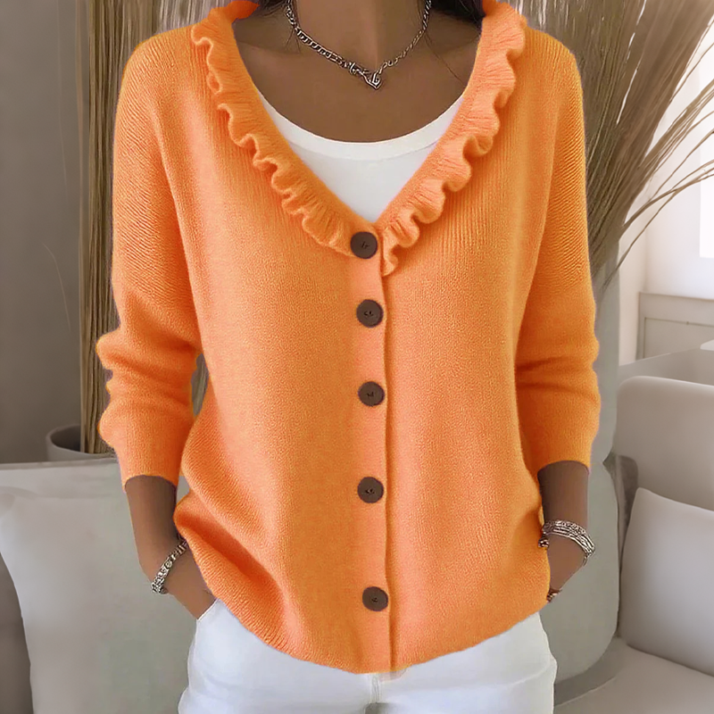 Kitty | Women's Knitted Cardigan with Ruffle Collar