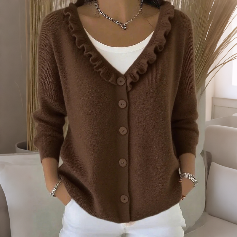 Kitty | Women's Knitted Cardigan with Ruffle Collar
