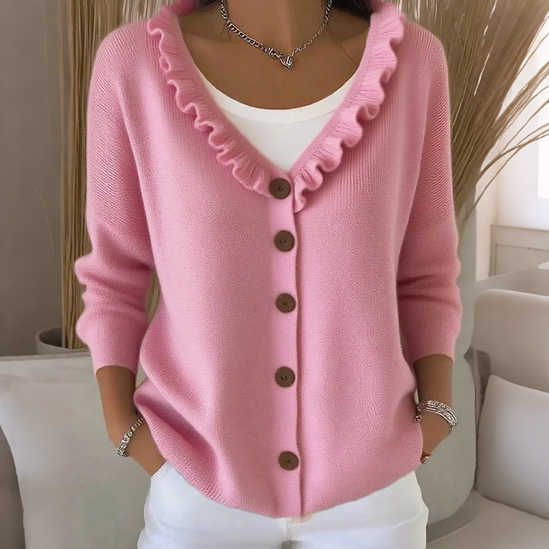Kitty | Women's Knitted Cardigan with Ruffle Collar