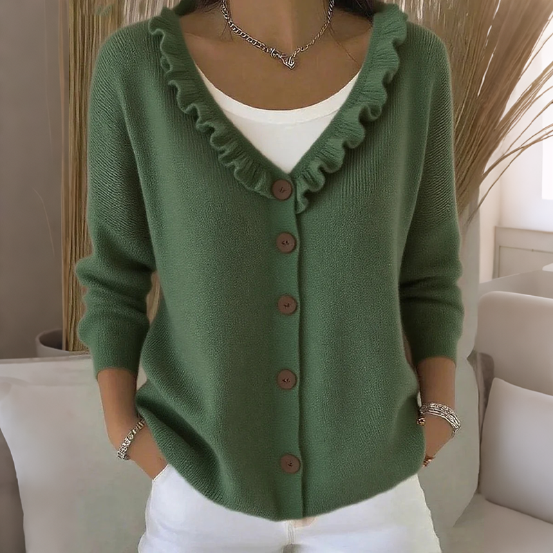 Kitty | Women's Knitted Cardigan with Ruffle Collar
