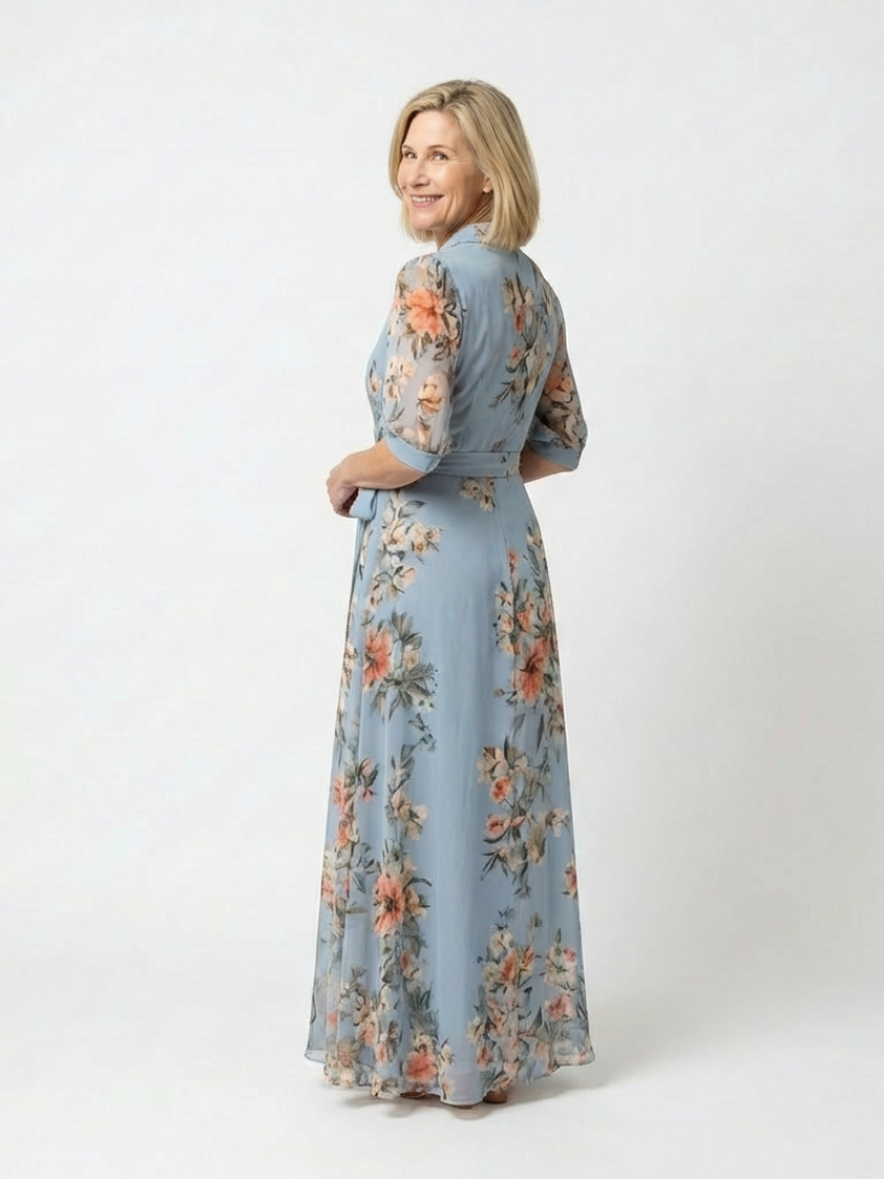 Elowen | Blue Floral Wrap Maxi Dress