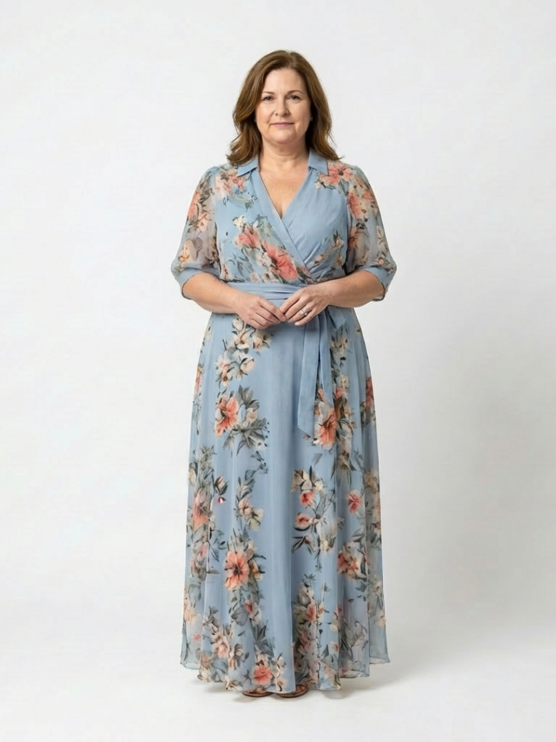 Elowen | Blue Floral Wrap Maxi Dress