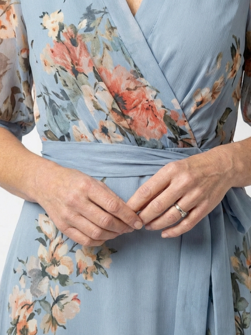 Elowen | Blue Floral Wrap Maxi Dress