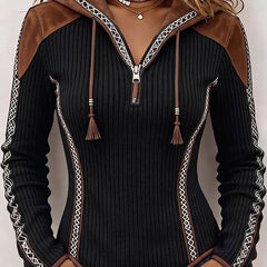 Seniya felpa con cappuccio e zip nero
