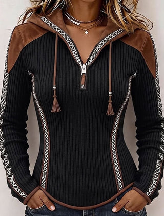 Seniya felpa con cappuccio e zip nero